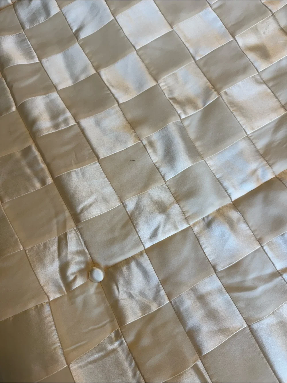 100% Silk Cocoon by Randi Kristoffersen Luxury Patchwork Throw Blanket Ivory